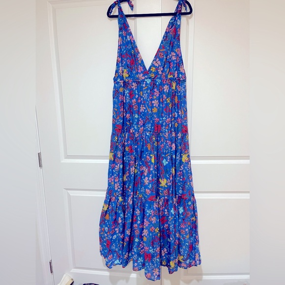 J.Crew NWOT tie shoulder maxi cover-up dress sz L organic cotton - Picture 7 of 9